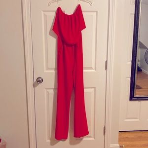 Pocketed Red Jumpsuit